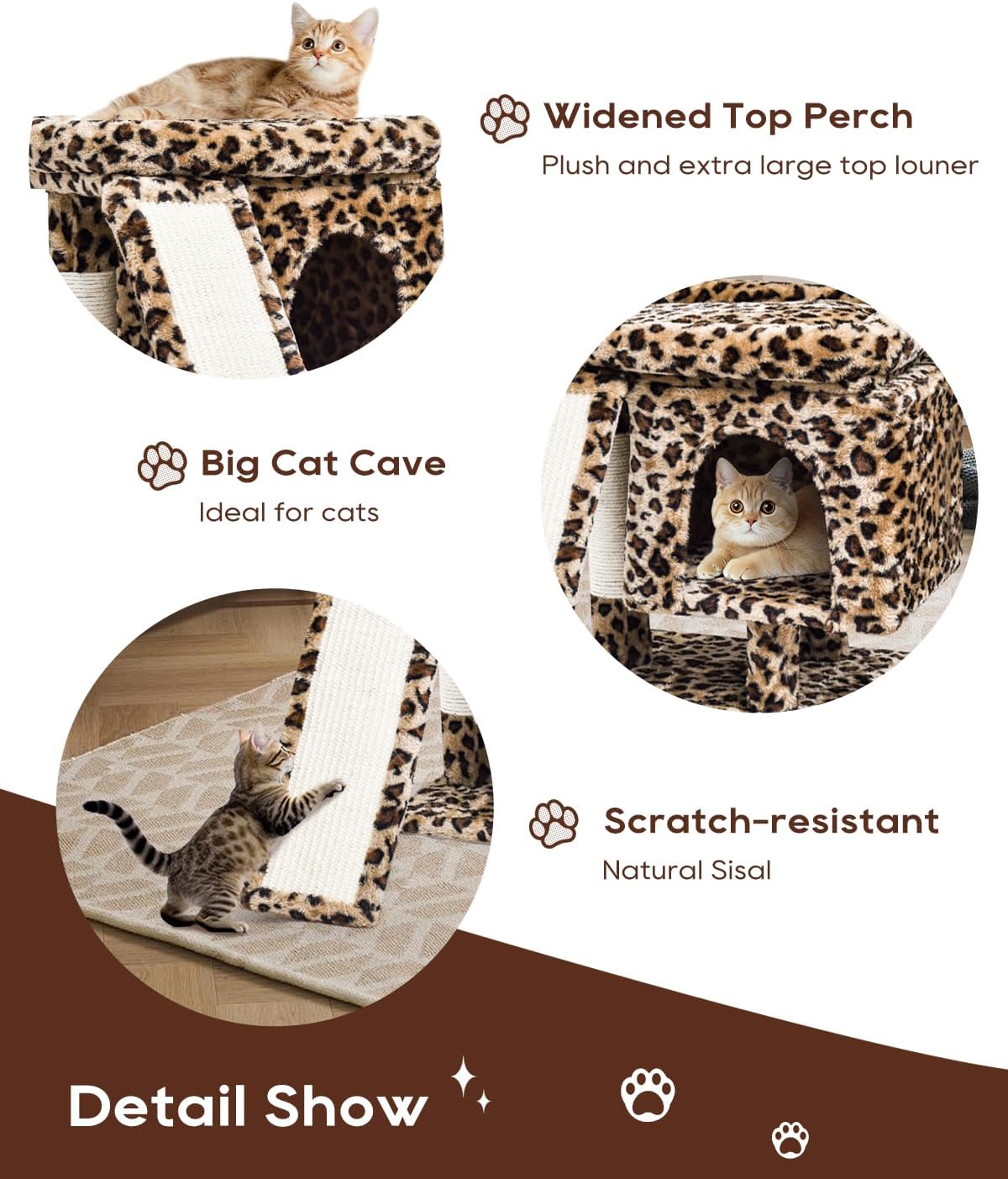YANDLVY Small Cat Tower for Cats, Cute Cat Tree for Indoor Cats, Kittens Condo with Scratching Post and Board, Cat Cave, Modern Cat Activity House with Plush Perch (Green)