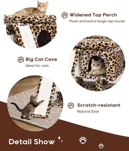 YANDLVY Small Cat Tower for Cats, Cute Cat Tree for Indoor Cats, Kittens Condo with Scratching Post and Board, Cat Cave, Modern Cat Activity House with Plush Perch (Green)