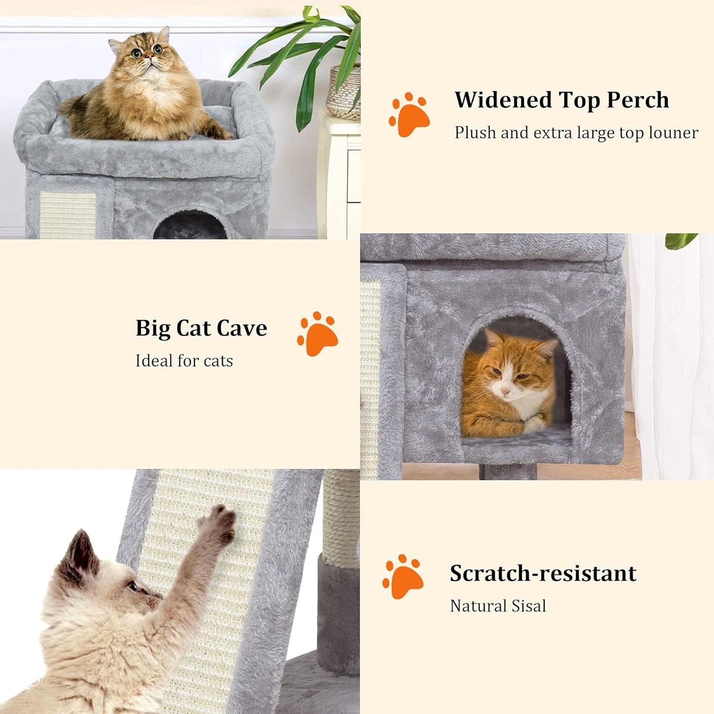 YANDLVY Small Cat Tower for Cats, Cute Cat Tree for Indoor Cats, Kittens Condo with Scratching Post and Board, Cat Cave, Modern Cat Activity House with Plush Perch (Green)