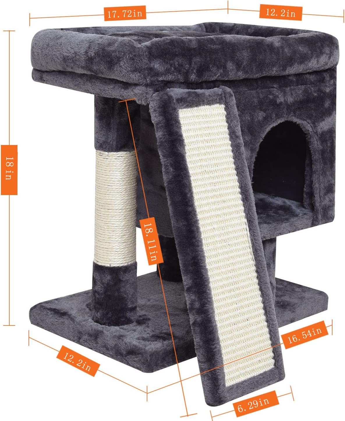 YANDLVY Small Cat Tower for Cats, Cute Cat Tree for Indoor Cats, Kittens Condo with Scratching Post and Board, Cat Cave, Modern Cat Activity House with Plush Perch (Green)