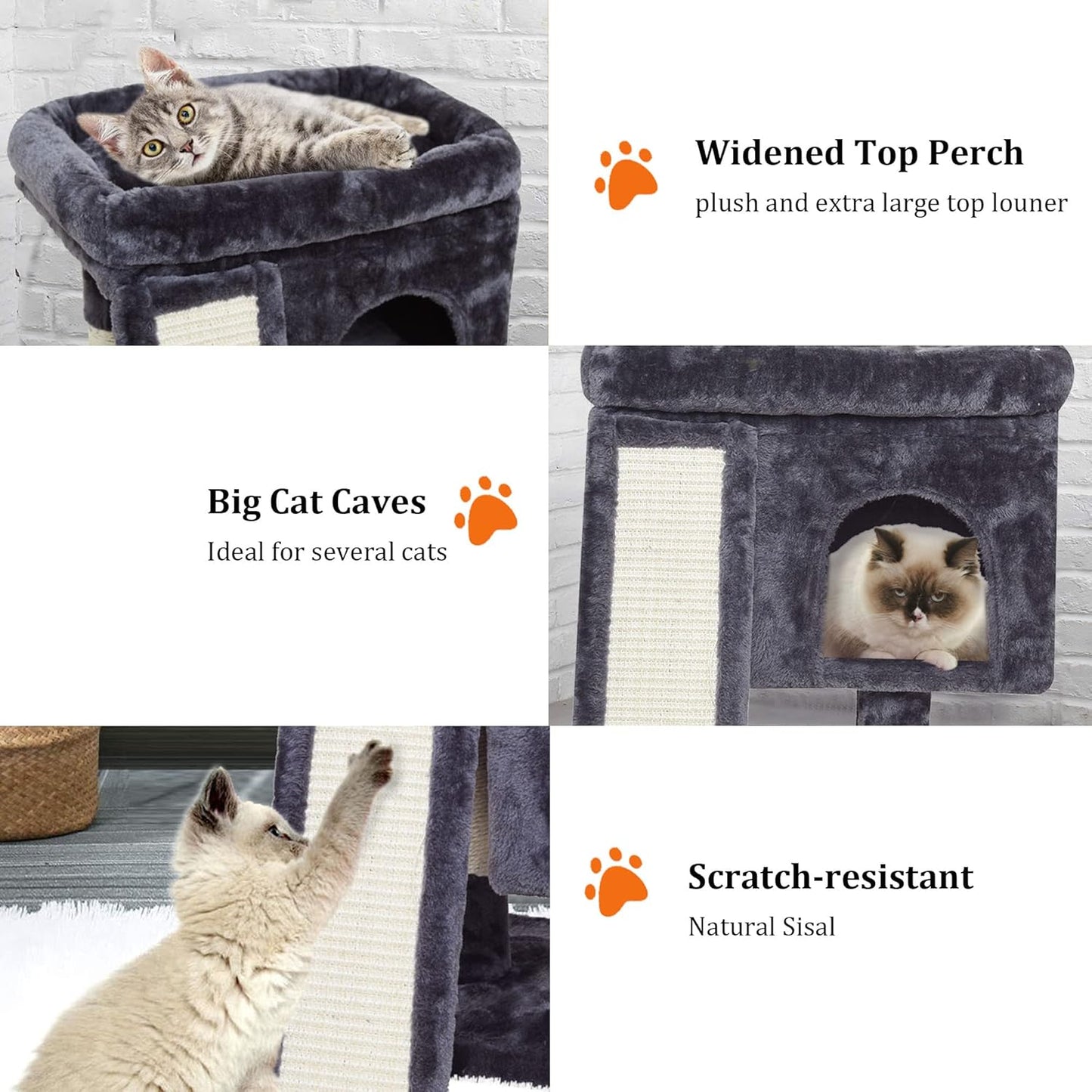 YANDLVY Small Cat Tower for Cats, Cute Cat Tree for Indoor Cats, Kittens Condo with Scratching Post and Board, Cat Cave, Modern Cat Activity House with Plush Perch (Green)