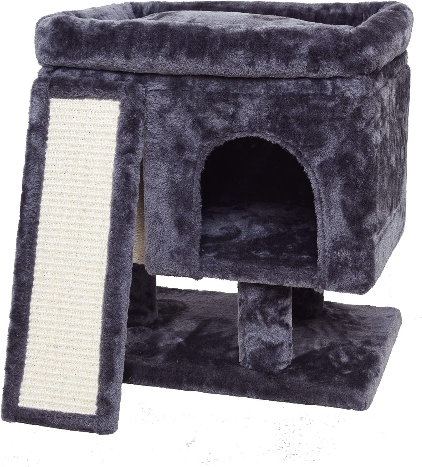 YANDLVY Small Cat Tower for Cats, Cute Cat Tree for Indoor Cats, Kittens Condo with Scratching Post and Board, Cat Cave, Modern Cat Activity House with Plush Perch (Green)