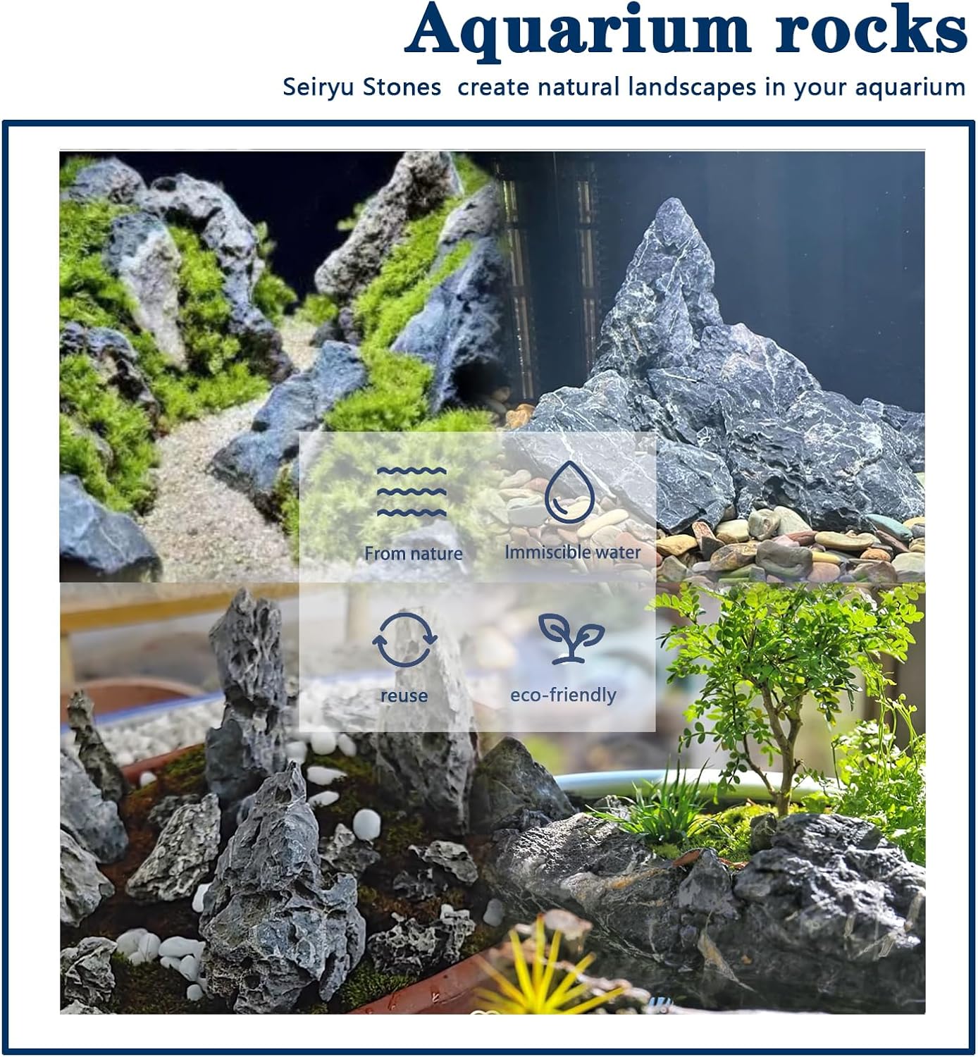 Aquariums Stones Natural Rocks 3lb Aquarium Rock for Fish Tank Aquascaping,Aquariums,Terrariums,Vivariums,Decorative Stone,Reptile Enclosures,Paludariums,and Gardens-（2-5 Inch）