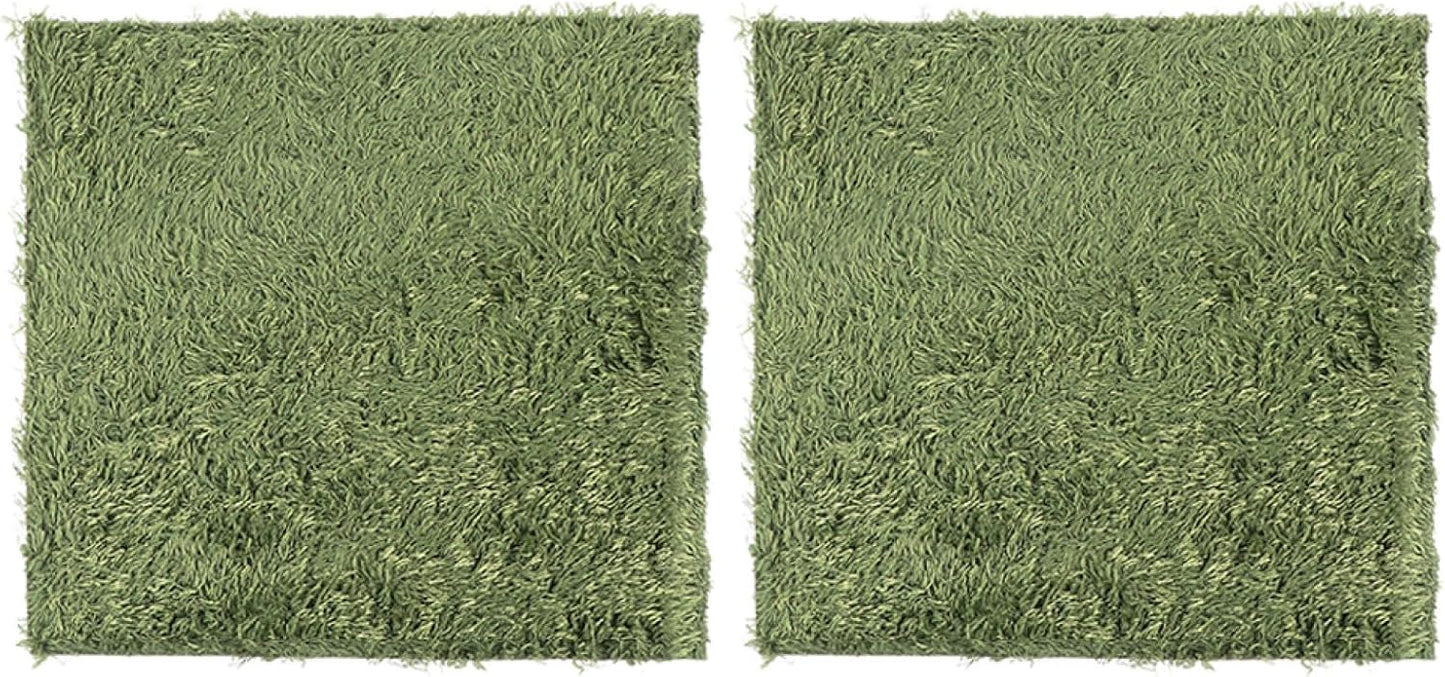 2Pcs Thick Artificial Grass Mats for Reptiles Amphibians Natural Looking Crawler Mats Comfortable Absorbent Non Abrasive Lawn for Tortoise Habitat Terrarium Decor