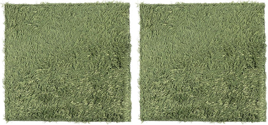 2Pcs Thick Artificial Grass Mats for Reptiles Amphibians Natural Looking Crawler Mats Comfortable Absorbent Non Abrasive Lawn for Tortoise Habitat Terrarium Decor