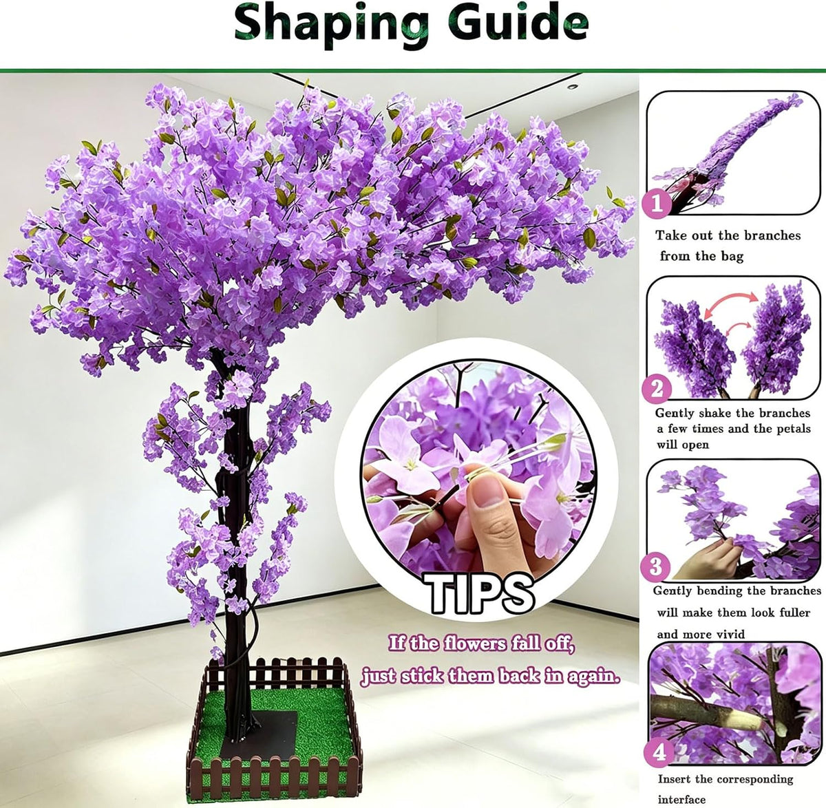 Large Artificial Cherry Blossom Trees Pink 6.6ft for Indoor Outdoor Home Decor,Tall Fake Japanese Cherry Blossom Wishing Trees for Living Room Garden Party,Wedding,Courtyards,Centerpieces