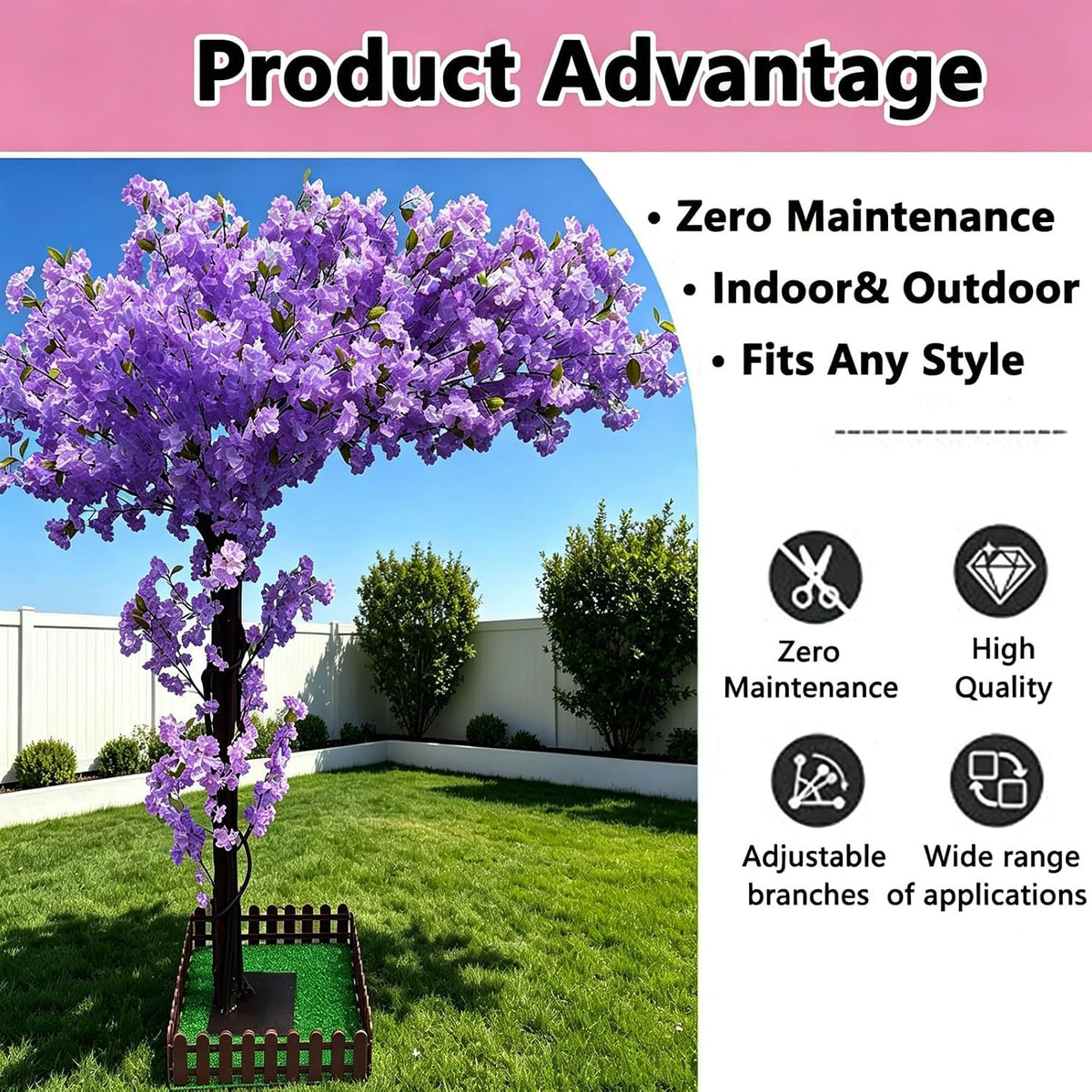 Large Artificial Cherry Blossom Trees Pink 6.6ft for Indoor Outdoor Home Decor,Tall Fake Japanese Cherry Blossom Wishing Trees for Living Room Garden Party,Wedding,Courtyards,Centerpieces
