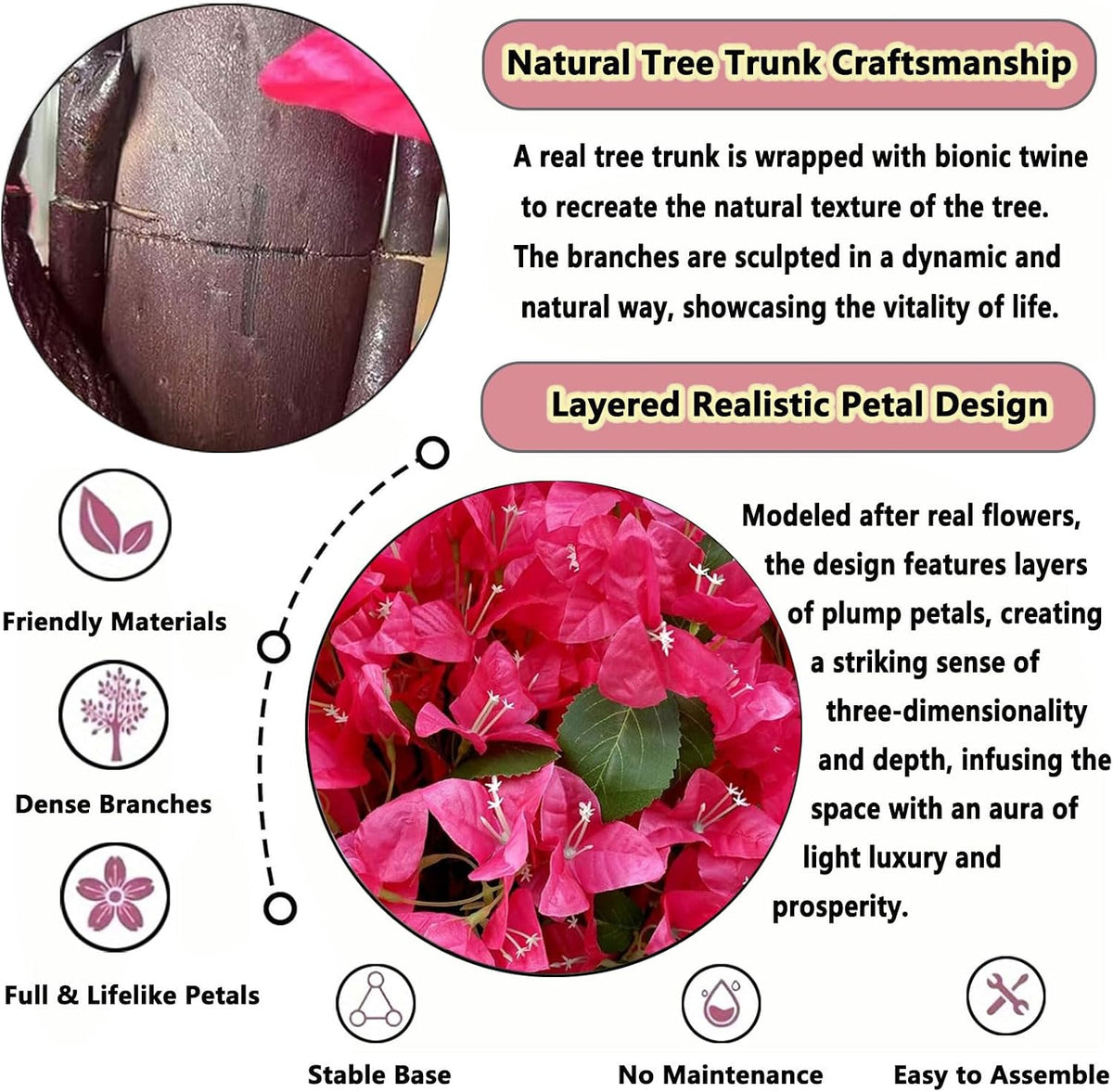 Large Artificial Cherry Blossom Trees Pink 6.6ft for Indoor Outdoor Home Decor,Tall Fake Japanese Cherry Blossom Wishing Trees for Living Room Garden Party,Wedding,Courtyards,Centerpieces