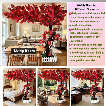 Large Artificial Cherry Blossom Trees Pink 6.6ft for Indoor Outdoor Home Decor,Tall Fake Japanese Cherry Blossom Wishing Trees for Living Room Garden Party,Wedding,Courtyards,Centerpieces