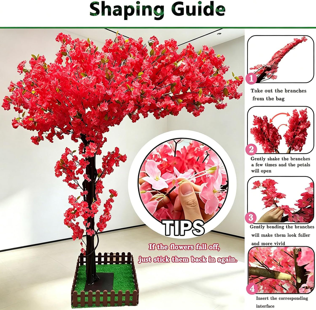 Large Artificial Cherry Blossom Trees Pink 6.6ft for Indoor Outdoor Home Decor,Tall Fake Japanese Cherry Blossom Wishing Trees for Living Room Garden Party,Wedding,Courtyards,Centerpieces