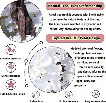 Large Artificial Cherry Blossom Trees Pink 6.6ft for Indoor Outdoor Home Decor,Tall Fake Japanese Cherry Blossom Wishing Trees for Living Room Garden Party,Wedding,Courtyards,Centerpieces