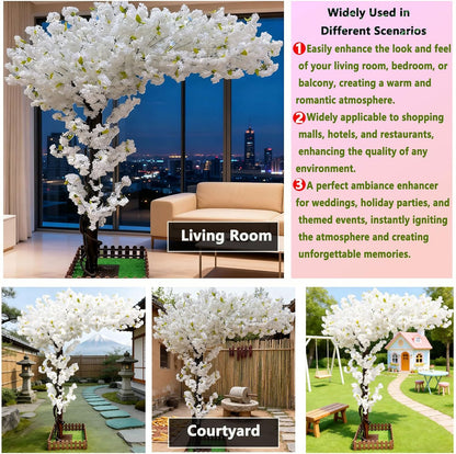 Large Artificial Cherry Blossom Trees Pink 6.6ft for Indoor Outdoor Home Decor,Tall Fake Japanese Cherry Blossom Wishing Trees for Living Room Garden Party,Wedding,Courtyards,Centerpieces