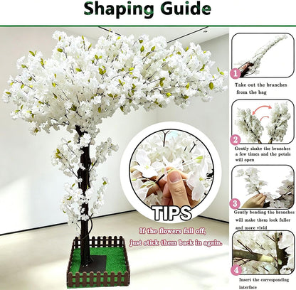 Large Artificial Cherry Blossom Trees Pink 6.6ft for Indoor Outdoor Home Decor,Tall Fake Japanese Cherry Blossom Wishing Trees for Living Room Garden Party,Wedding,Courtyards,Centerpieces