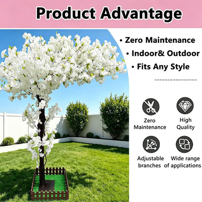 Large Artificial Cherry Blossom Trees Pink 6.6ft for Indoor Outdoor Home Decor,Tall Fake Japanese Cherry Blossom Wishing Trees for Living Room Garden Party,Wedding,Courtyards,Centerpieces