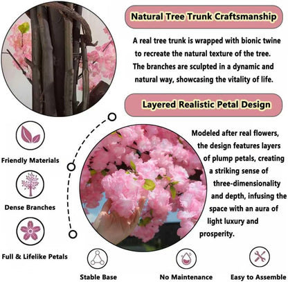 Large Artificial Cherry Blossom Trees Pink 6.6ft for Indoor Outdoor Home Decor,Tall Fake Japanese Cherry Blossom Wishing Trees for Living Room Garden Party,Wedding,Courtyards,Centerpieces