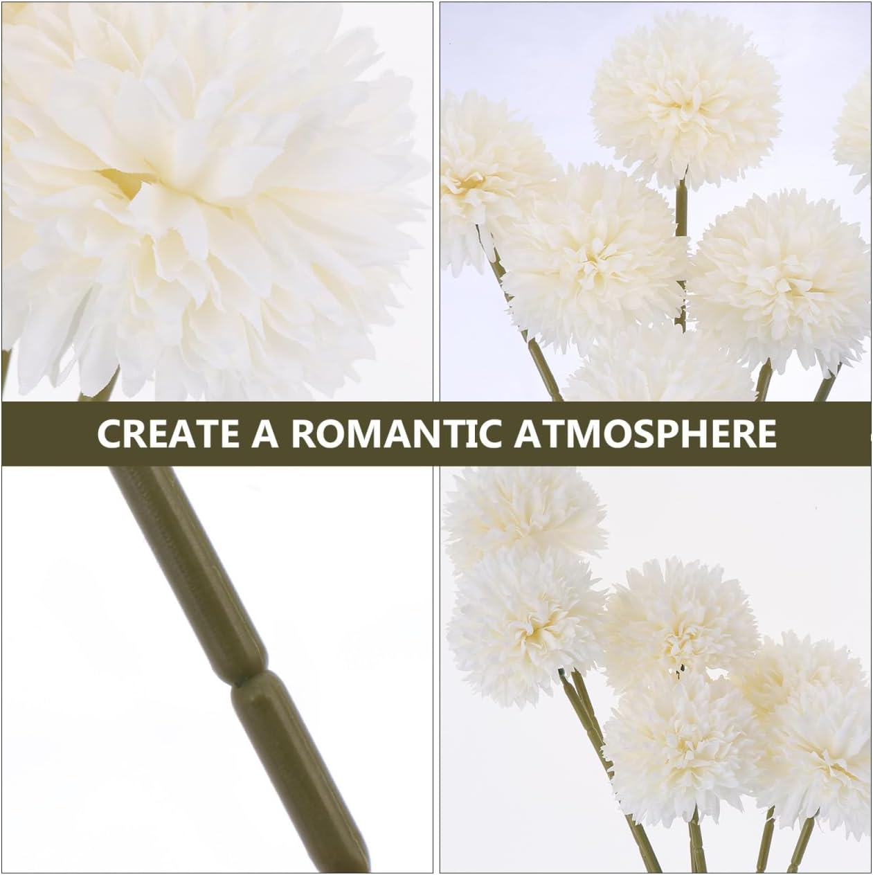6ppcs Fake Dandelion Flowers and Hyacinth Faux Plastic Stems for Home Wedding Decorations Dandelion Prop Floral Arrangement 2.36 Inch