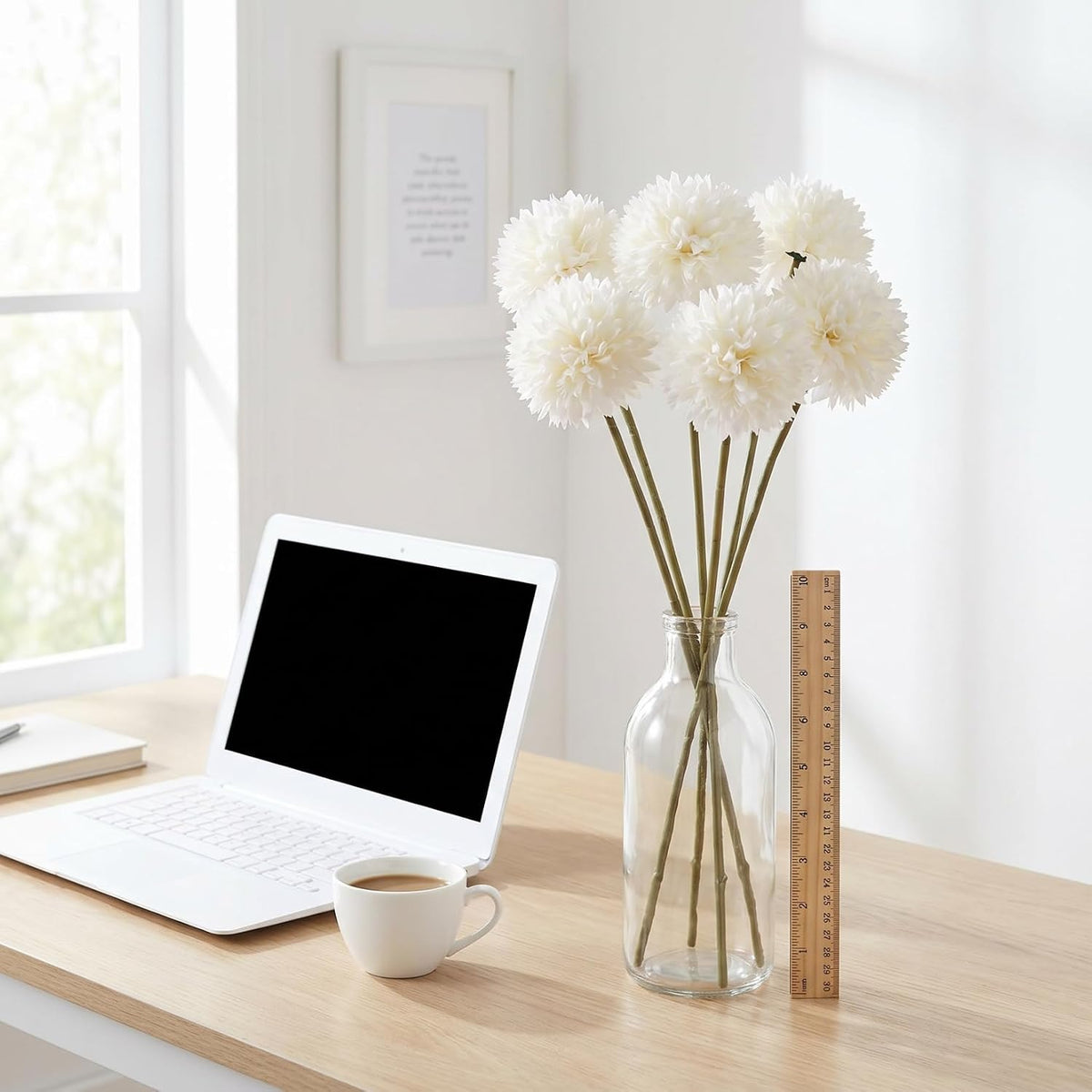 6ppcs Fake Dandelion Flowers and Hyacinth Faux Plastic Stems for Home Wedding Decorations Dandelion Prop Floral Arrangement 2.36 Inch