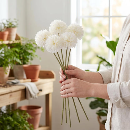 6ppcs Fake Dandelion Flowers and Hyacinth Faux Plastic Stems for Home Wedding Decorations Dandelion Prop Floral Arrangement 2.36 Inch