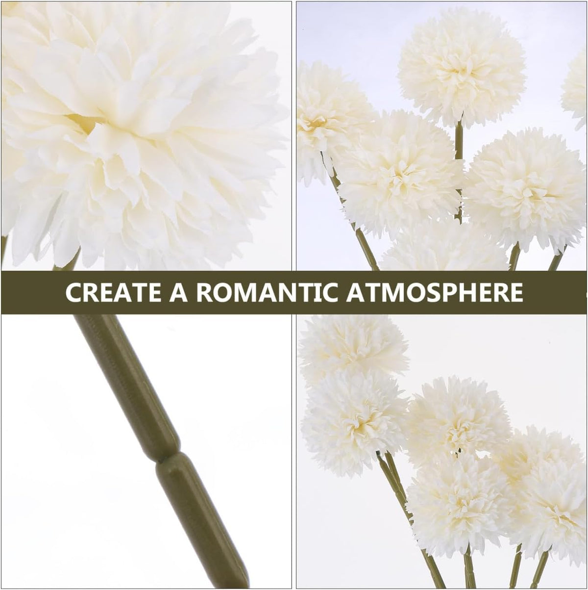 6ppcs Fake Dandelion Flowers and Hyacinth Faux Plastic Stems for Home Wedding Decorations Dandelion Prop Floral Arrangement 2.36 Inch