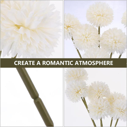 6ppcs Fake Dandelion Flowers and Hyacinth Faux Plastic Stems for Home Wedding Decorations Dandelion Prop Floral Arrangement 2.36 Inch