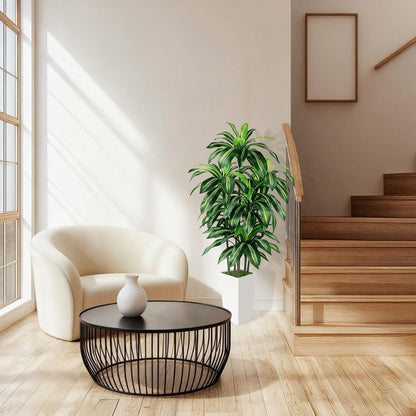 5FT Fake Plant Artificial Dracaena Tree Indoor - Faux Plants Indoor Tall with White Planter - Fake Tree Floor Plant Artificial Plants Decor for Living Room Office