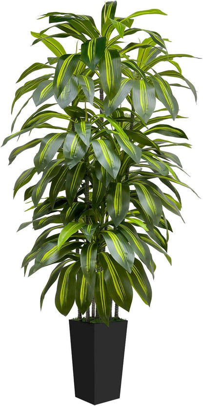 5FT Fake Plant Artificial Dracaena Tree Indoor - Faux Plants Indoor Tall with White Planter - Fake Tree Floor Plant Artificial Plants Decor for Living Room Office