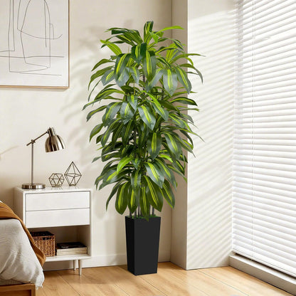 5FT Fake Plant Artificial Dracaena Tree Indoor - Faux Plants Indoor Tall with White Planter - Fake Tree Floor Plant Artificial Plants Decor for Living Room Office