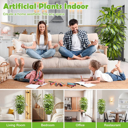 5FT Fake Plant Artificial Dracaena Tree Indoor - Faux Plants Indoor Tall with White Planter - Fake Tree Floor Plant Artificial Plants Decor for Living Room Office