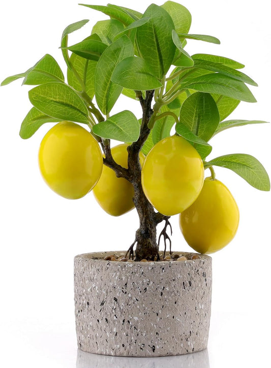 Faux Potted Plants Fake Yellow Lemon Tree Bonsai Table Decoration