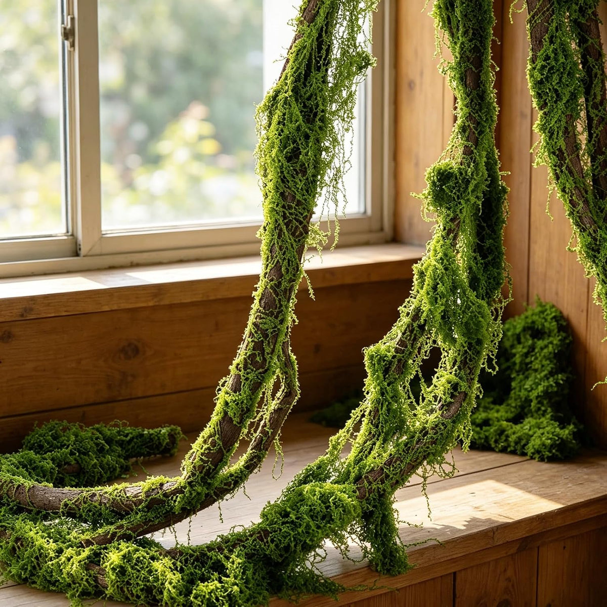 2Pcs 197in Large Bendable Artificial Tree Branches Fake Moss Vines