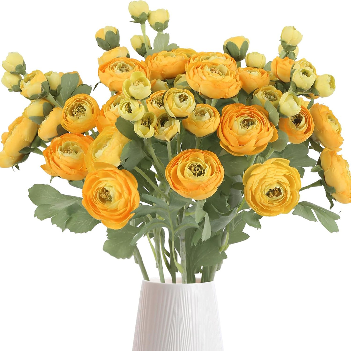 5PCS Ranunculus Artificial Flowers 60Heads Yellow Faux Peonies with Stem Real Touch 21.65" Silk Ranunculus Fake Flowers for DIY Craft Wedding Floral Arrangements Home Table Decor(Yellow)