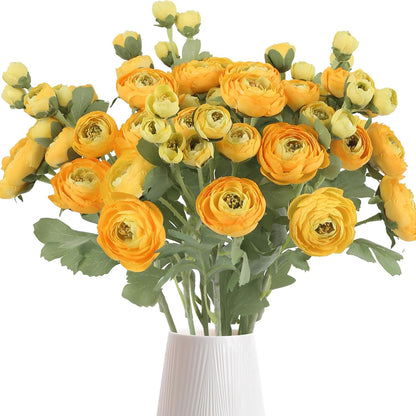 5PCS Ranunculus Artificial Flowers 60Heads Yellow Faux Peonies with Stem Real Touch 21.65" Silk Ranunculus Fake Flowers for DIY Craft Wedding Floral Arrangements Home Table Decor(Yellow)