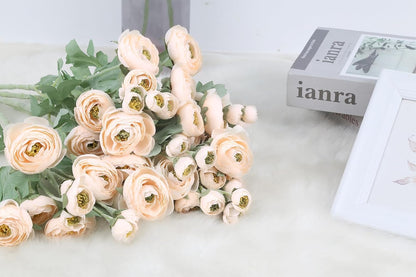 5PCS Ranunculus Artificial Flowers 60Heads Yellow Faux Peonies with Stem Real Touch 21.65" Silk Ranunculus Fake Flowers for DIY Craft Wedding Floral Arrangements Home Table Decor(Yellow)