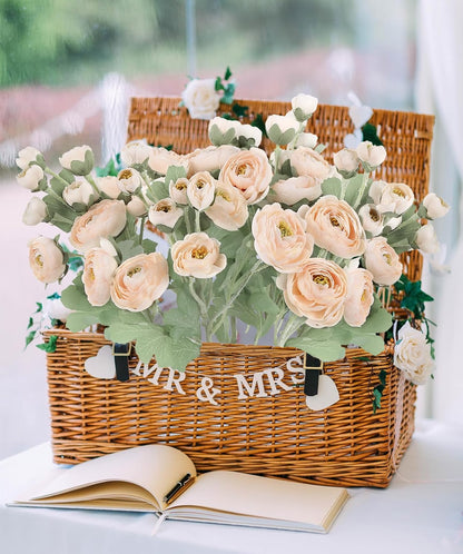 5PCS Ranunculus Artificial Flowers 60Heads Yellow Faux Peonies with Stem Real Touch 21.65" Silk Ranunculus Fake Flowers for DIY Craft Wedding Floral Arrangements Home Table Decor(Yellow)