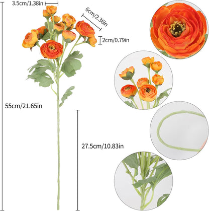 5PCS Ranunculus Artificial Flowers 60Heads Yellow Faux Peonies with Stem Real Touch 21.65" Silk Ranunculus Fake Flowers for DIY Craft Wedding Floral Arrangements Home Table Decor(Yellow)