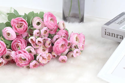 5PCS Ranunculus Artificial Flowers 60Heads Yellow Faux Peonies with Stem Real Touch 21.65" Silk Ranunculus Fake Flowers for DIY Craft Wedding Floral Arrangements Home Table Decor(Yellow)