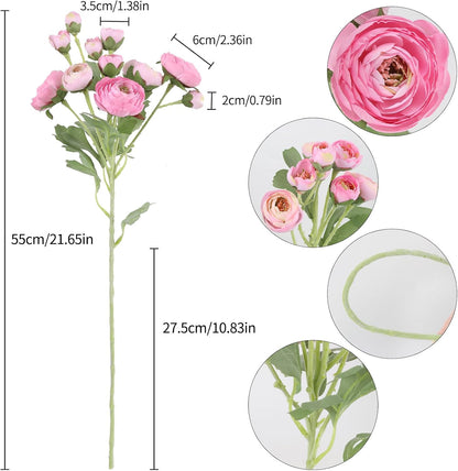 5PCS Ranunculus Artificial Flowers 60Heads Yellow Faux Peonies with Stem Real Touch 21.65" Silk Ranunculus Fake Flowers for DIY Craft Wedding Floral Arrangements Home Table Decor(Yellow)
