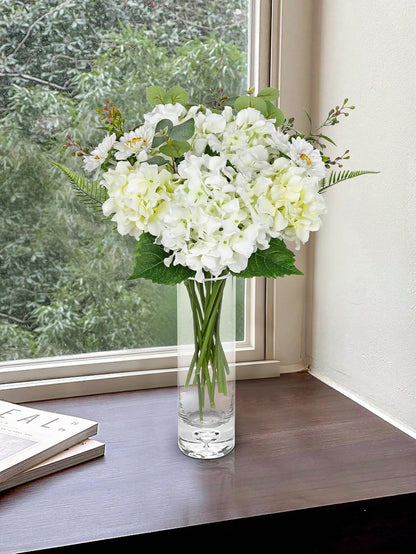 Dahlia Artificial Flowers, 12PCS Mixed White Faux Flowers with Dahlia & Daisies, Up to 20.4 Inch Long Silk Fake Flowers for Vase DIY Wedding Bouquet Party Centerpieces Arrangement Home Decor