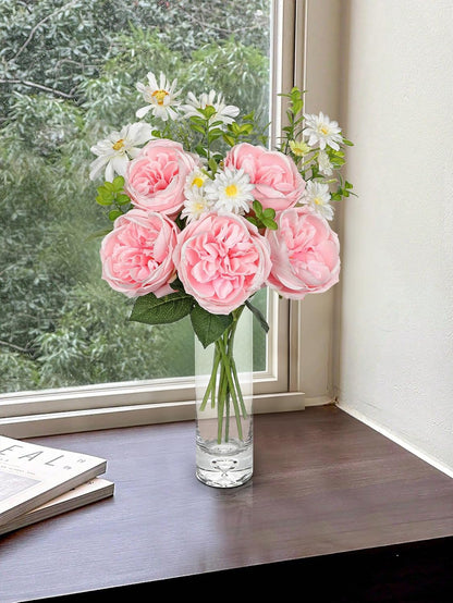 Dahlia Artificial Flowers, 12PCS Mixed White Faux Flowers with Dahlia & Daisies, Up to 20.4 Inch Long Silk Fake Flowers for Vase DIY Wedding Bouquet Party Centerpieces Arrangement Home Decor