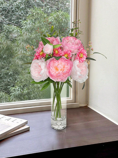 Dahlia Artificial Flowers, 12PCS Mixed White Faux Flowers with Dahlia & Daisies, Up to 20.4 Inch Long Silk Fake Flowers for Vase DIY Wedding Bouquet Party Centerpieces Arrangement Home Decor