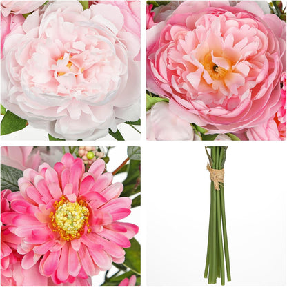 Dahlia Artificial Flowers, 12PCS Mixed White Faux Flowers with Dahlia & Daisies, Up to 20.4 Inch Long Silk Fake Flowers for Vase DIY Wedding Bouquet Party Centerpieces Arrangement Home Decor