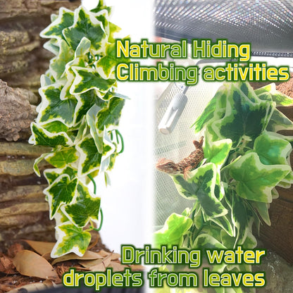 Reptile Terrarium Hanging Plant, 12'' Hiding and Climbing Fake Plants Vine for Reptile Enclosure, Ideal for Chameleon Bearded Dragon Lizard Gecko Tank Accessories