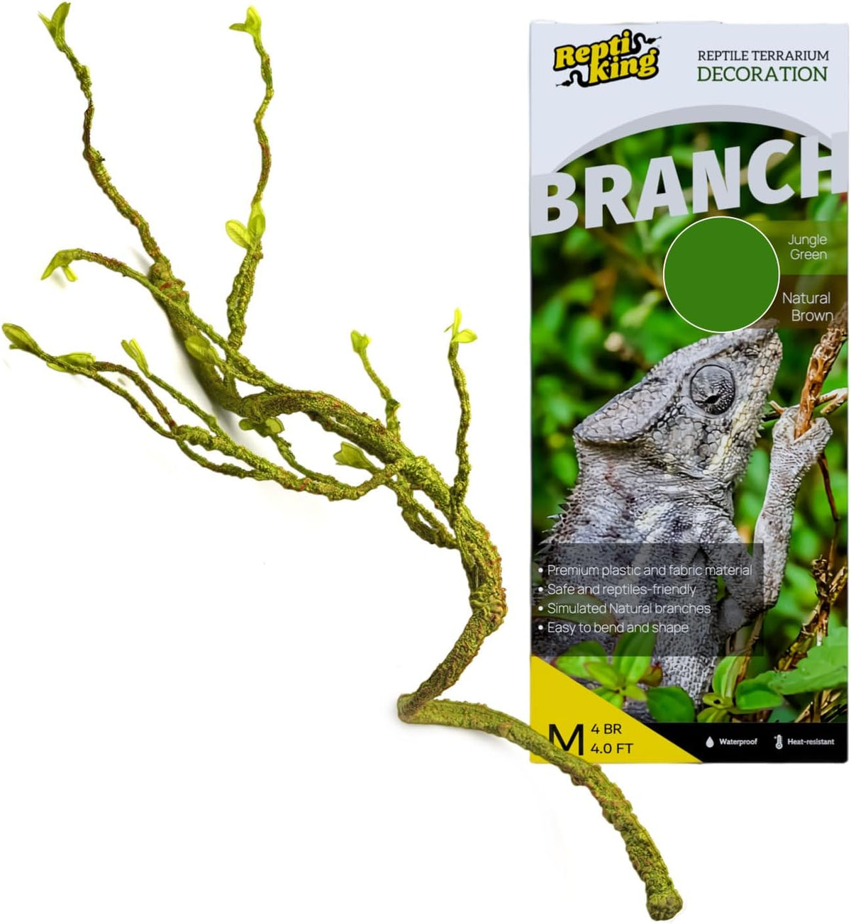 Reptile Terrarium Hanging Plant, 12'' Hiding and Climbing Fake Plants Vine for Reptile Enclosure, Ideal for Chameleon Bearded Dragon Lizard Gecko Tank Accessories