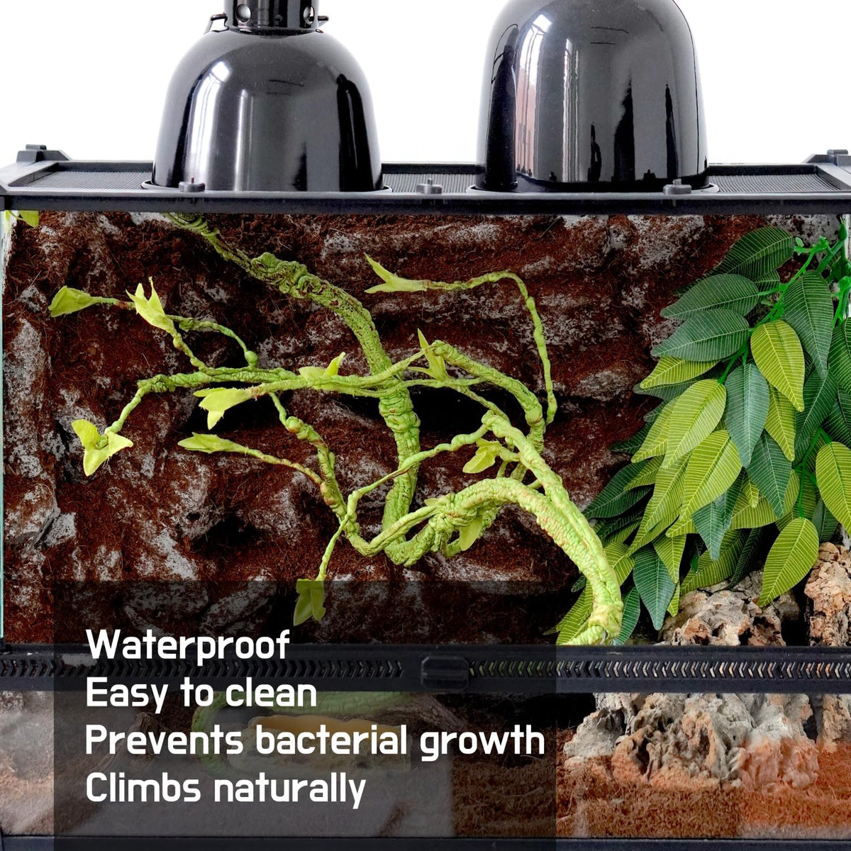 Reptile Terrarium Hanging Plant, 12'' Hiding and Climbing Fake Plants Vine for Reptile Enclosure, Ideal for Chameleon Bearded Dragon Lizard Gecko Tank Accessories