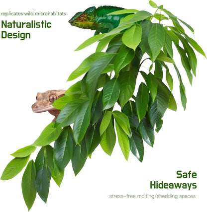 Reptile Terrarium Hanging Plant, 12'' Hiding and Climbing Fake Plants Vine for Reptile Enclosure, Ideal for Chameleon Bearded Dragon Lizard Gecko Tank Accessories