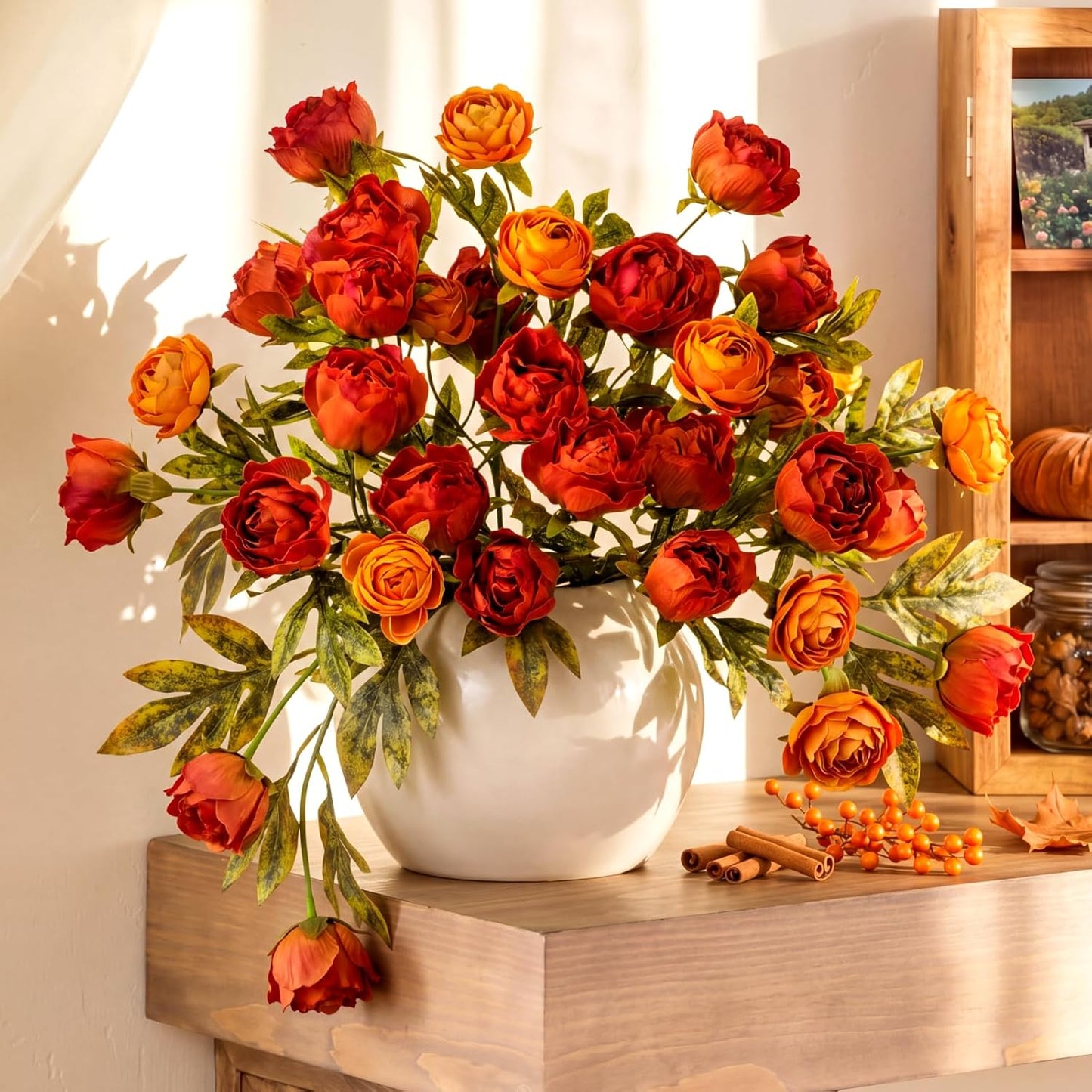Thiccywoov Faux Silk Peony Artificial Flowers Stem for Vase,8 Pcs,Brownish | Brownish Fake Peonies Branches with Stems, for Fall Autumn Home DIY Bouquet Centerpieces Wedding Arrangements Shower Decor