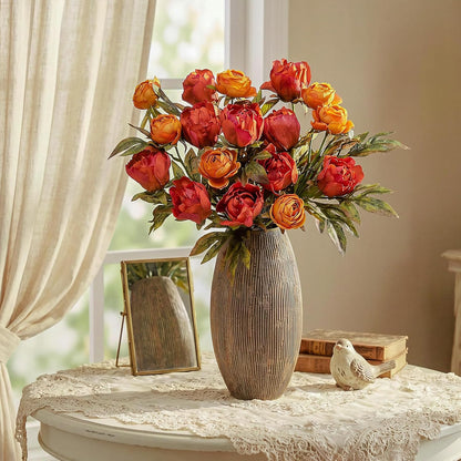 Thiccywoov Faux Silk Peony Artificial Flowers Stem for Vase,8 Pcs,Brownish | Brownish Fake Peonies Branches with Stems, for Fall Autumn Home DIY Bouquet Centerpieces Wedding Arrangements Shower Decor