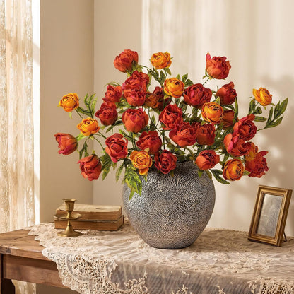 Thiccywoov Faux Silk Peony Artificial Flowers Stem for Vase,8 Pcs,Brownish | Brownish Fake Peonies Branches with Stems, for Fall Autumn Home DIY Bouquet Centerpieces Wedding Arrangements Shower Decor