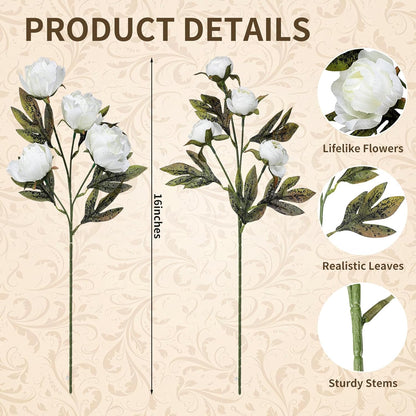 Thiccywoov Faux Silk Peony Artificial Flowers Stem for Vase,8 Pcs,Brownish | Brownish Fake Peonies Branches with Stems, for Fall Autumn Home DIY Bouquet Centerpieces Wedding Arrangements Shower Decor
