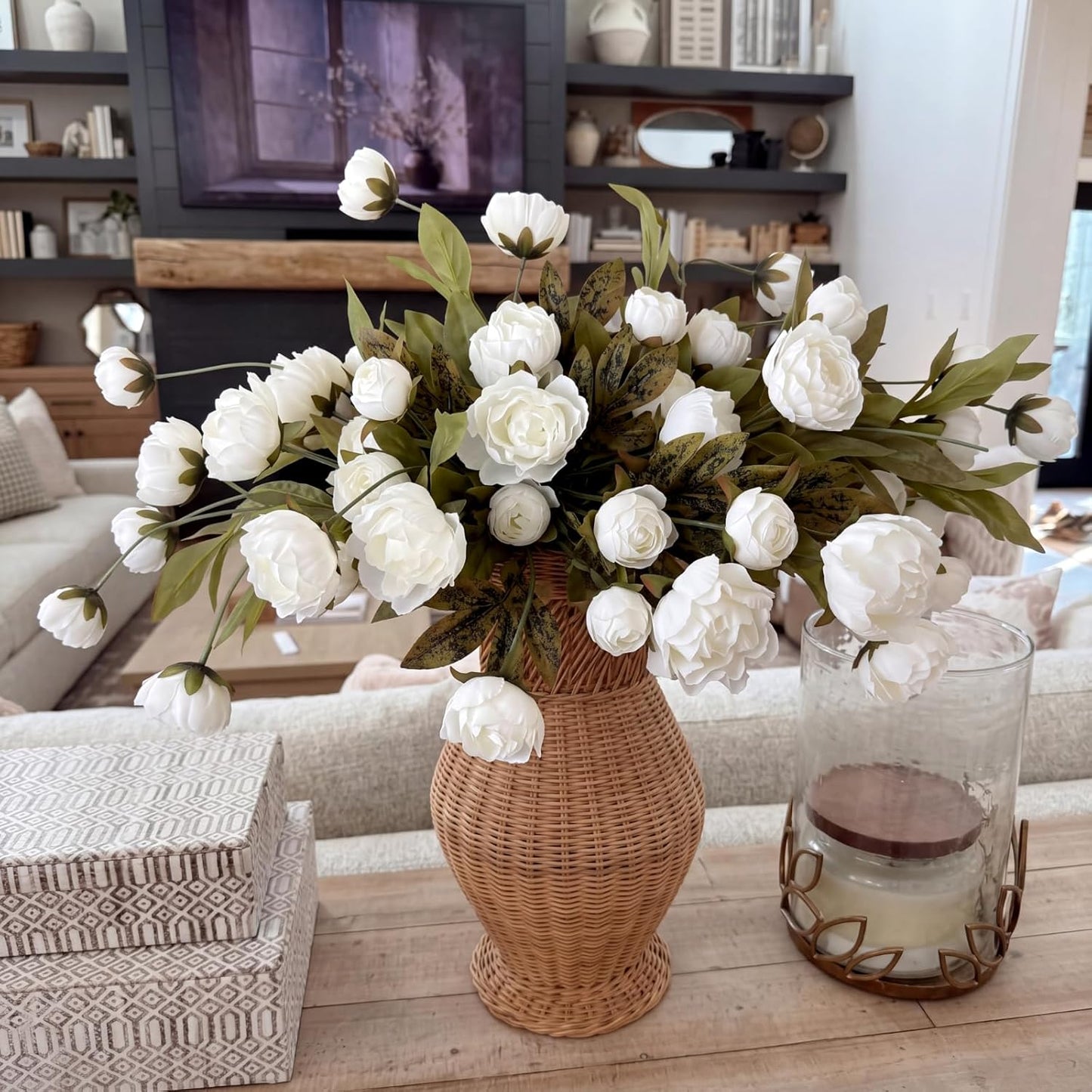 Thiccywoov Faux Silk Peony Artificial Flowers Stem for Vase,8 Pcs,Brownish | Brownish Fake Peonies Branches with Stems, for Fall Autumn Home DIY Bouquet Centerpieces Wedding Arrangements Shower Decor